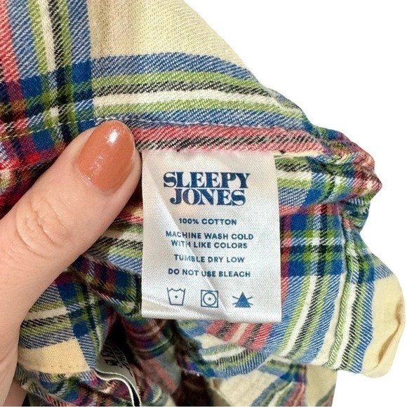 Sleepy Jones Marianne Brushed Cotton Twill Plaid Robe in Camel - Picture 7 of 8